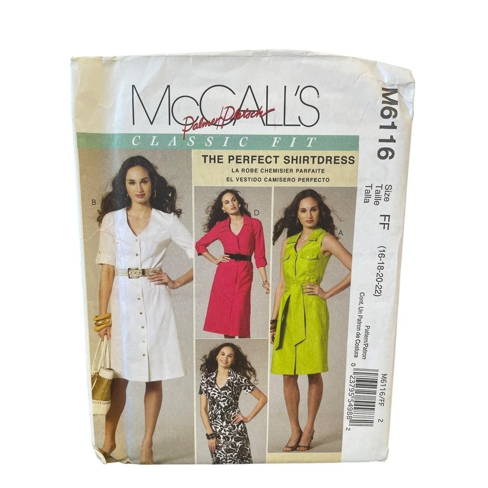 McCALL'S M6116 The Perfect Shirtdress Misses 16-22‎ Classic Fit Pattern